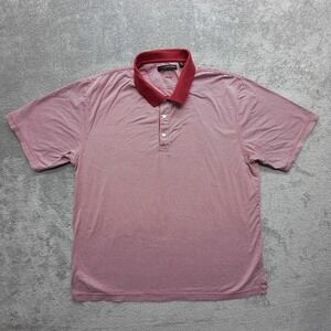 Greg Norman Polo Shirt Mens XL Red Striped 100% Cotton Golf Short Sleeve